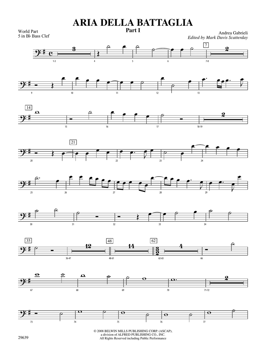 Aria Della Battaglia: (World Part) 5 in Bb Bass Clef