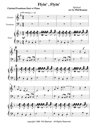 Book cover for Flyin', Flyin' - clarinet/trombone duet with piano