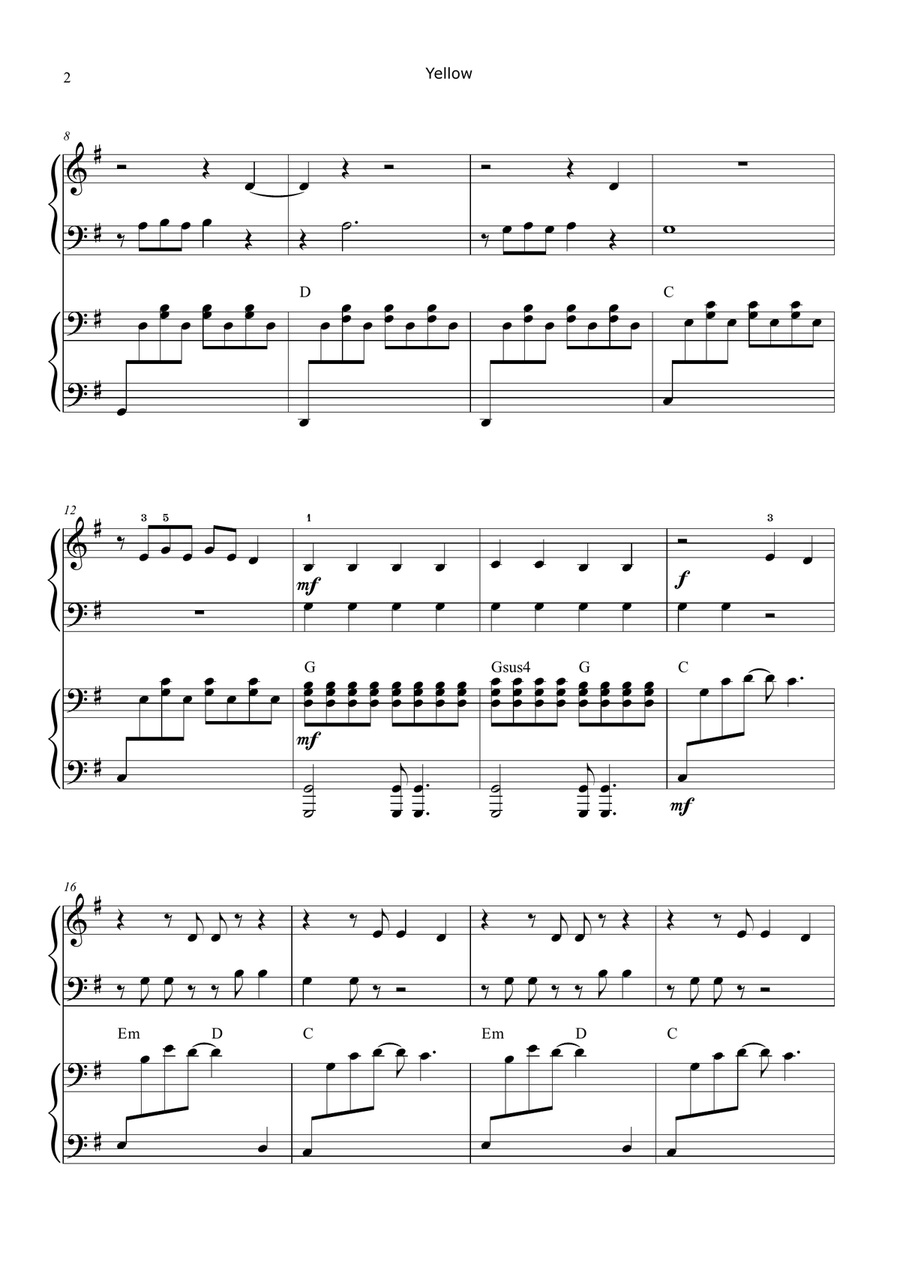 Yellow 1 Piano, 4-Hands scores gallery preview page 2