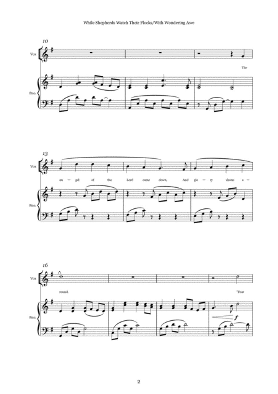 While Shepherds Watched Their Flocks/With Wondering Awe Soprano Voice scores gallery preview page 2
