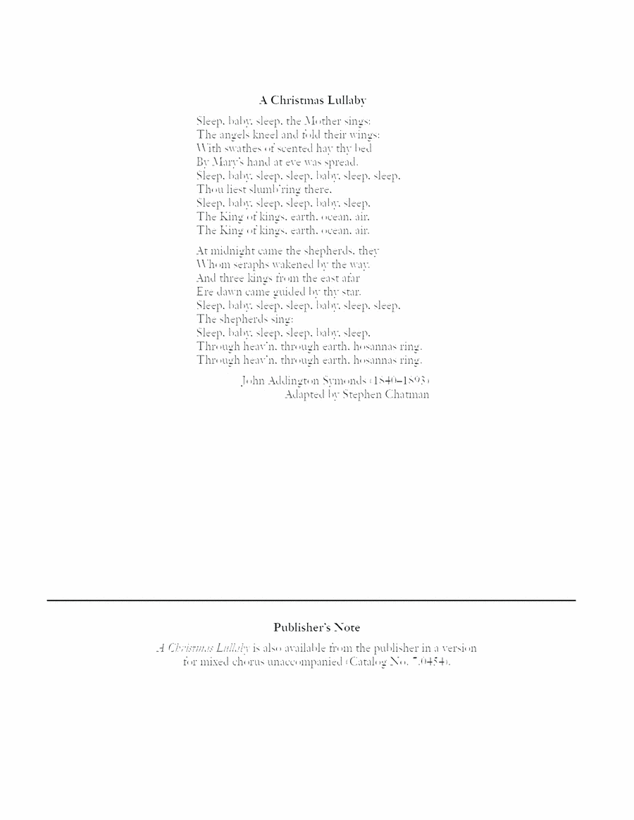 Carols of the Nativity: 4. A Christmas Lullaby SSAA scores gallery preview page 1
