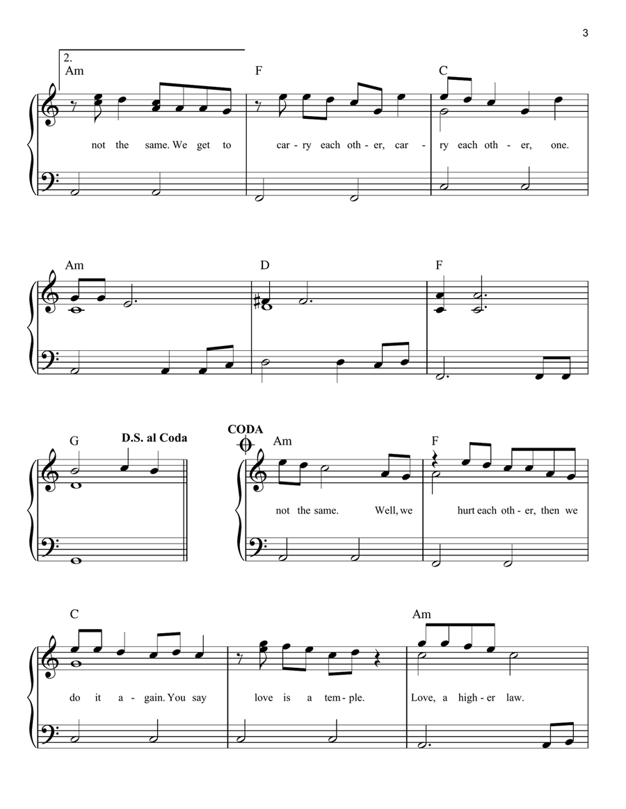 One One Easy Piano scores gallery preview page 3