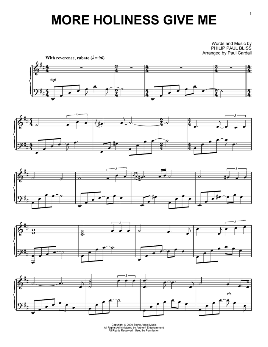 More Holiness Give Me (arr. Paul Cardall) Piano Solo scores gallery preview page 1