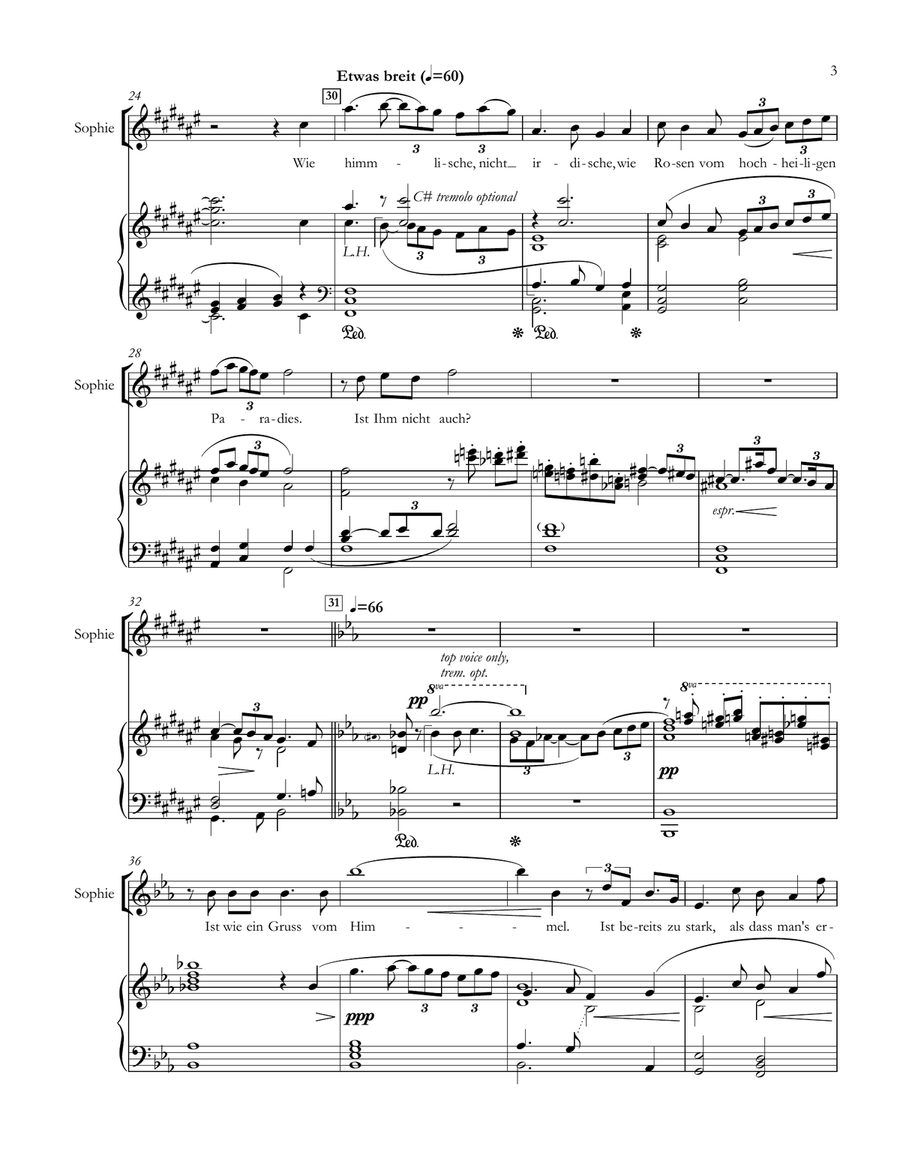 Mir ist die Ehre/Ich bin Euer Liebden (Presentation of the Rose, Sophie Only) from Der Rosenkavalier Soprano Voice scores gallery preview page 3