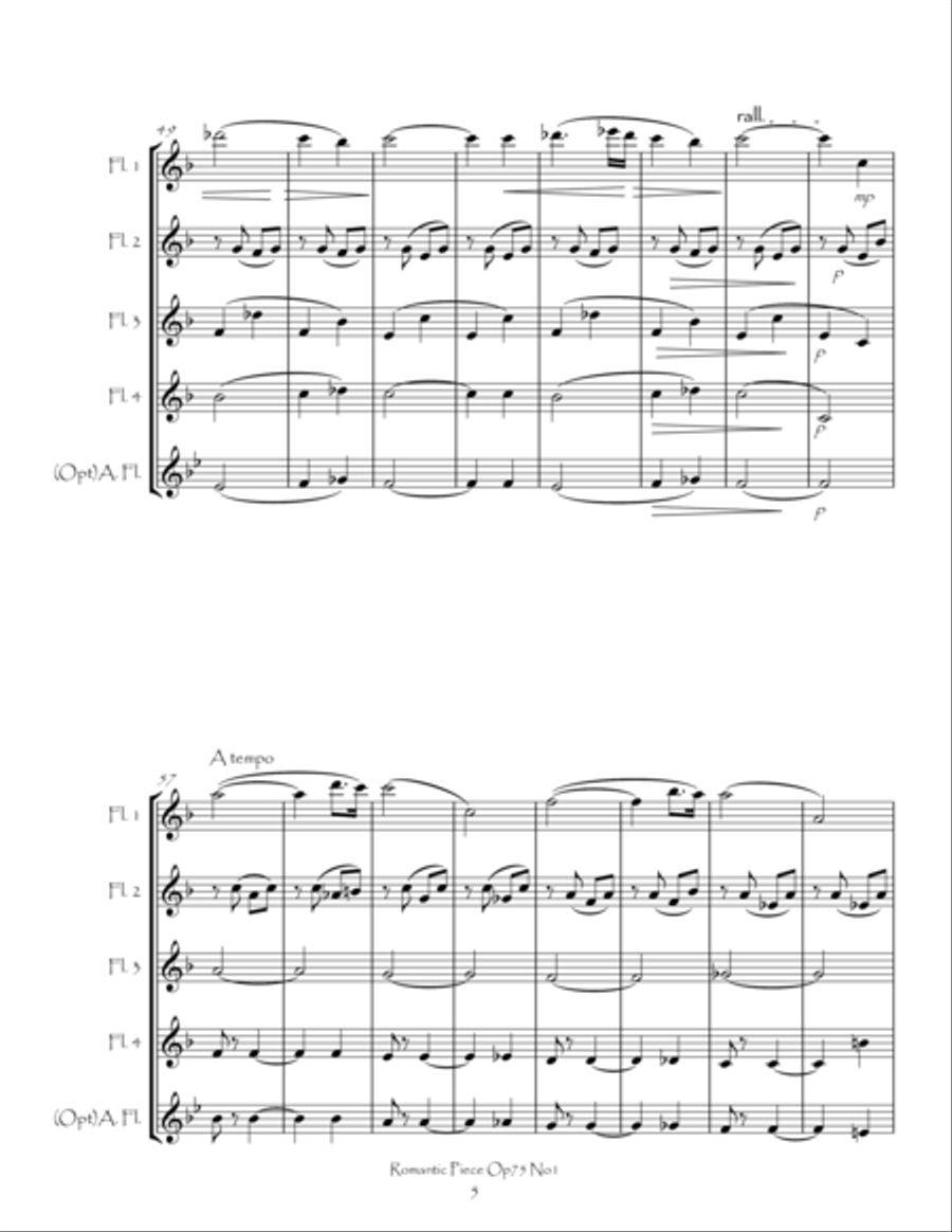 Romantic Piece Op75 No1 for Flute Quartet Flute Quartet scores gallery preview page 6