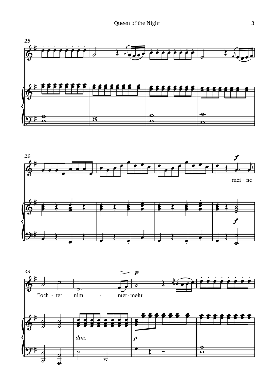 Queen of the Night (aria) - for SOPRANO in E minor Chamber Music scores gallery preview page 3