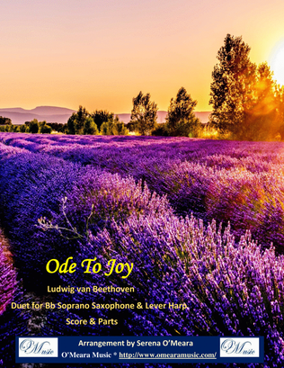 Book cover for Ode to Joy, Duet for Bb Soprano Saxophone & Lever Harp