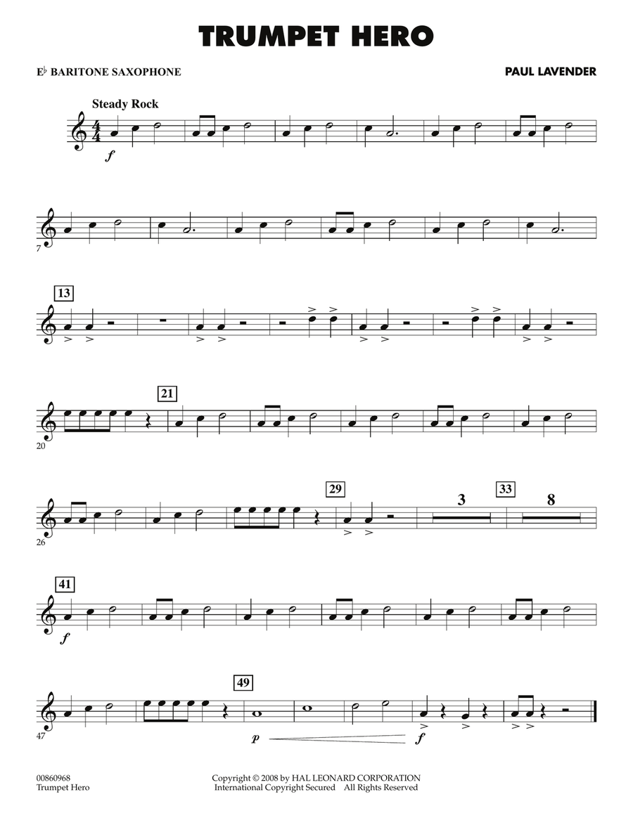 Trumpet Hero - Eb Baritone Saxophone Concert Band scores gallery preview page 1