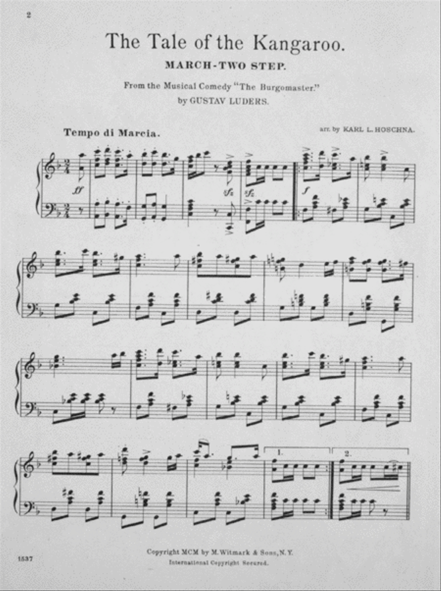 The Tale of the Kangaroo. March-Two Step Piano Solo scores gallery preview page 2