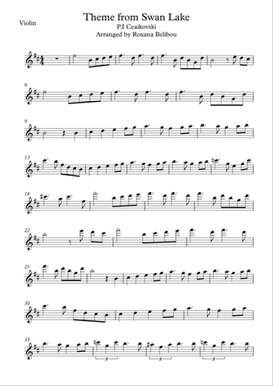 Theme from Swan Lake for Violin (Flute) & Piano Small Ensemble scores gallery preview page 6