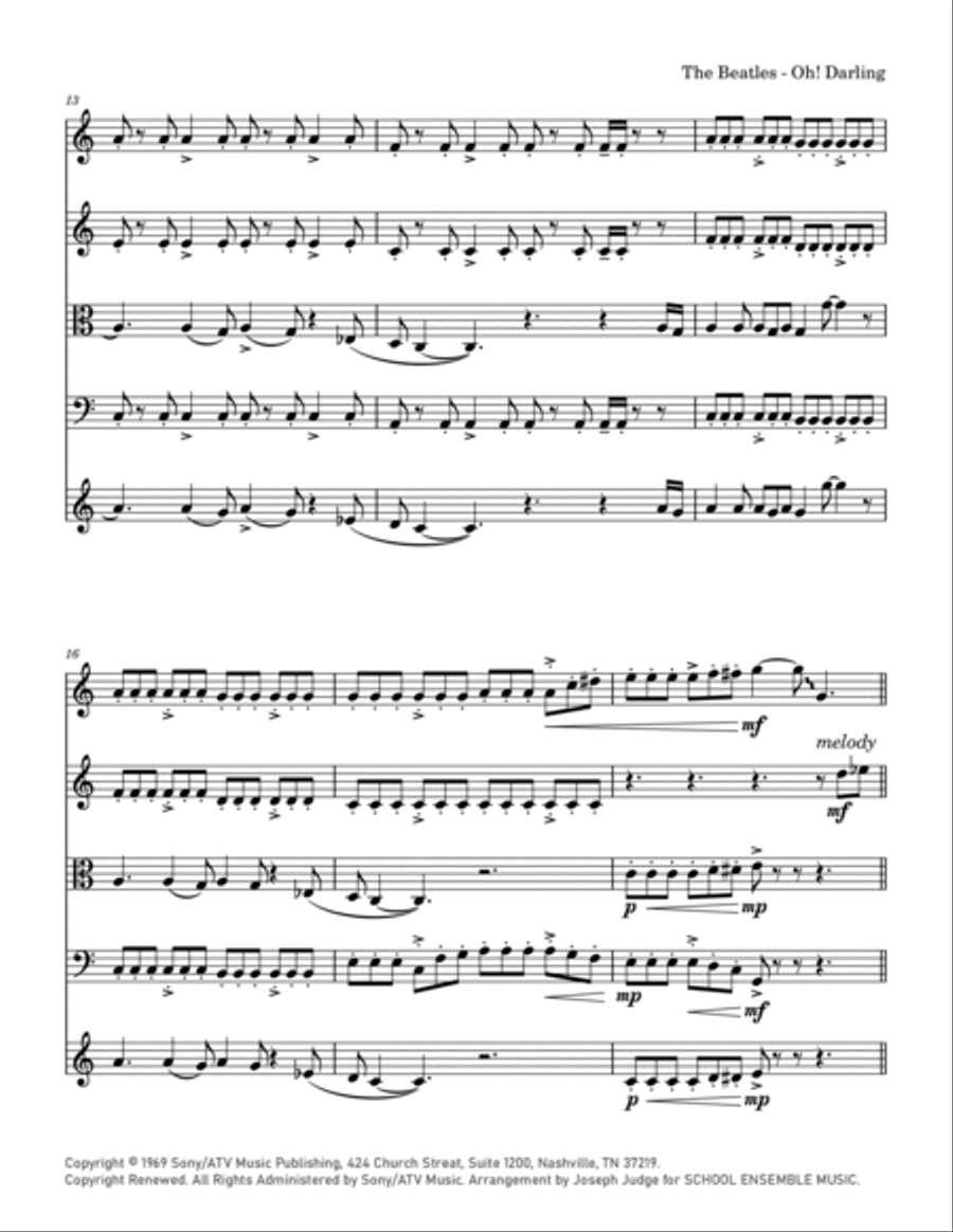 Oh! Darling String Quartet scores gallery preview page 3