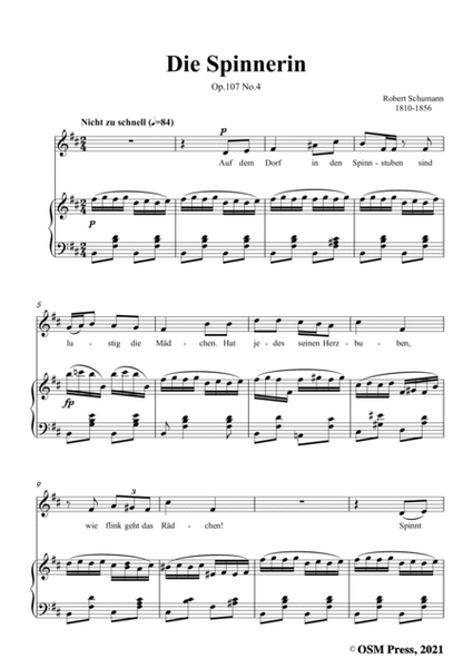 Schumann-Die Spinnerin,Op.107 No.4,in b minor,for Voice&Piano