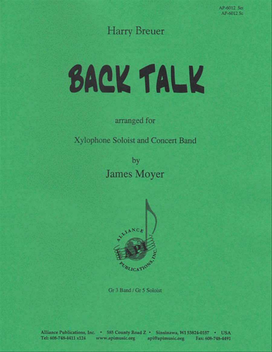 Back Talk, Breuer - Arr. Xyloph - Bd - Set Percussion scores gallery preview page 1