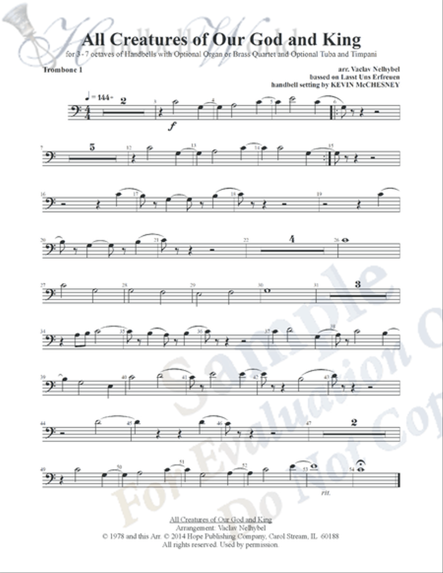All Creatures of Our God and King Handbell Choir scores gallery preview page 3