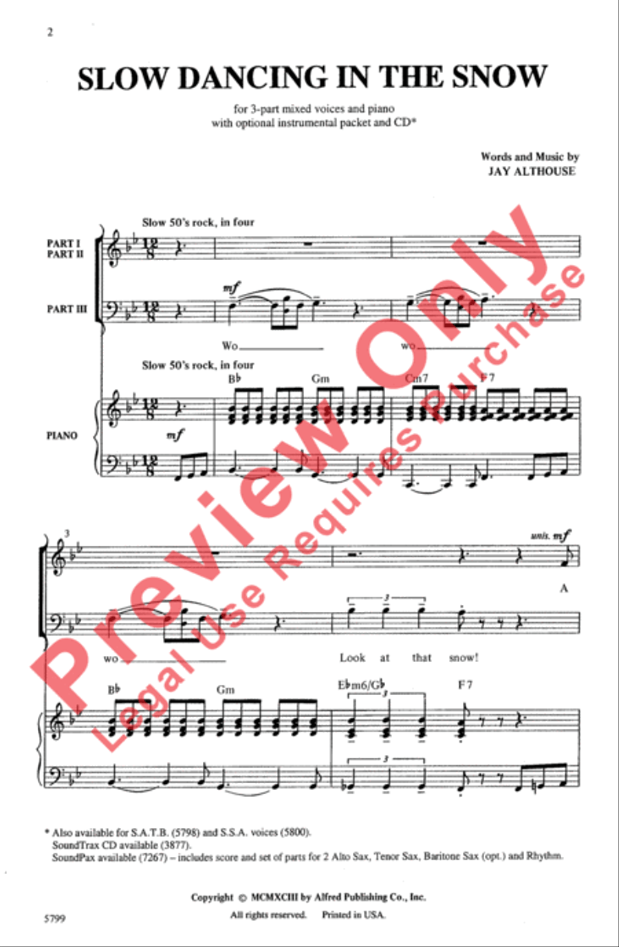 Slow Dancing in the Snow 3-Part scores gallery preview page 2