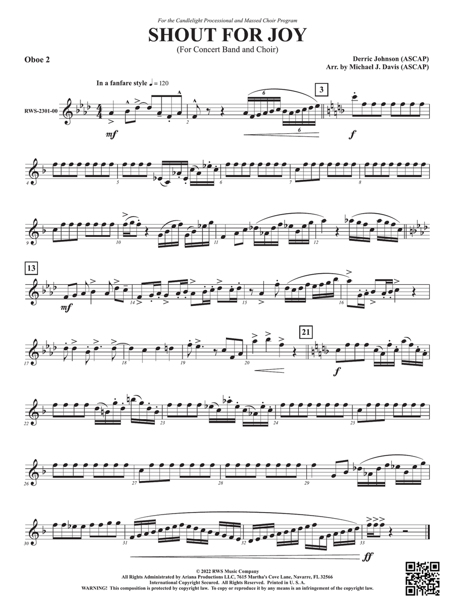 Shout for Joy - For Concert Band and Choir: 2nd Oboe