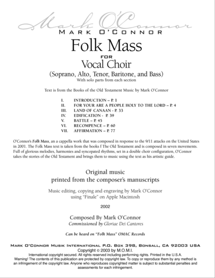 Folk Mass (Vocal Choir, 7 Movements) 4-Part scores gallery preview page 2