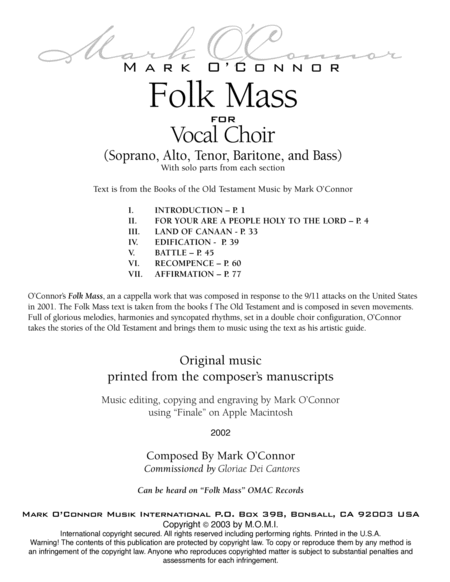 Folk Mass (Vocal Choir, 7 Movements) image number null