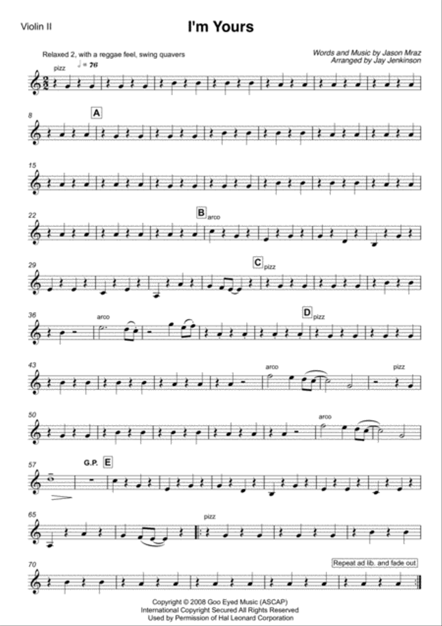 I'm Yours String Quartet scores gallery preview page 3