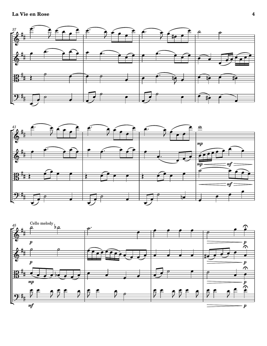 La Vie En Rose String Quartet scores gallery preview page 4