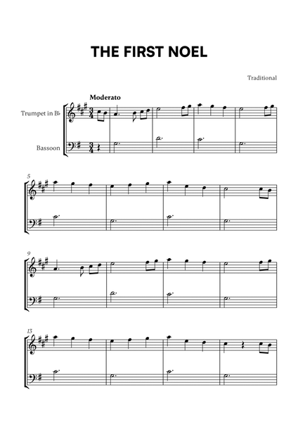 Traditional - The First Noel (G Major) (for Trumpet in Bb and Bassoon) image number null
