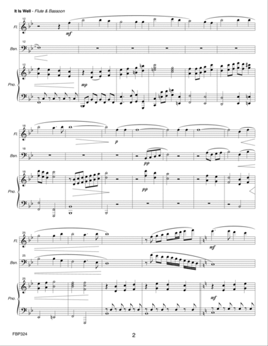 IT IS WELL WITH MY SOUL - FLUTE and BASSOON with Piano Accompaniment Woodwind Duet scores gallery preview page 2