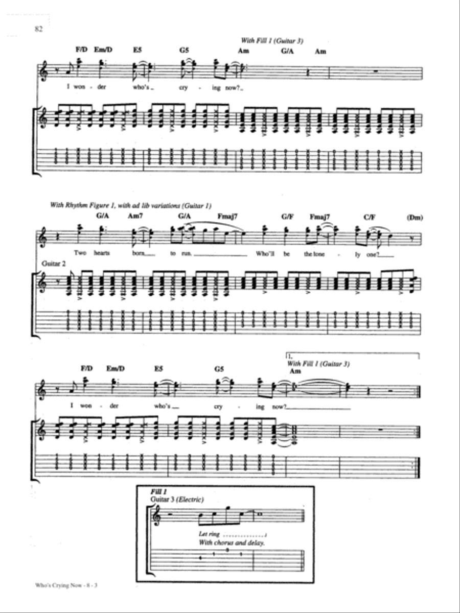 Who's Crying Now Guitar Tablature scores gallery preview page 3