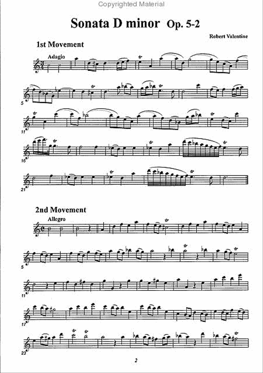 Sonata in D minor, Op. 5-2 Alto Recorder scores gallery preview page 2