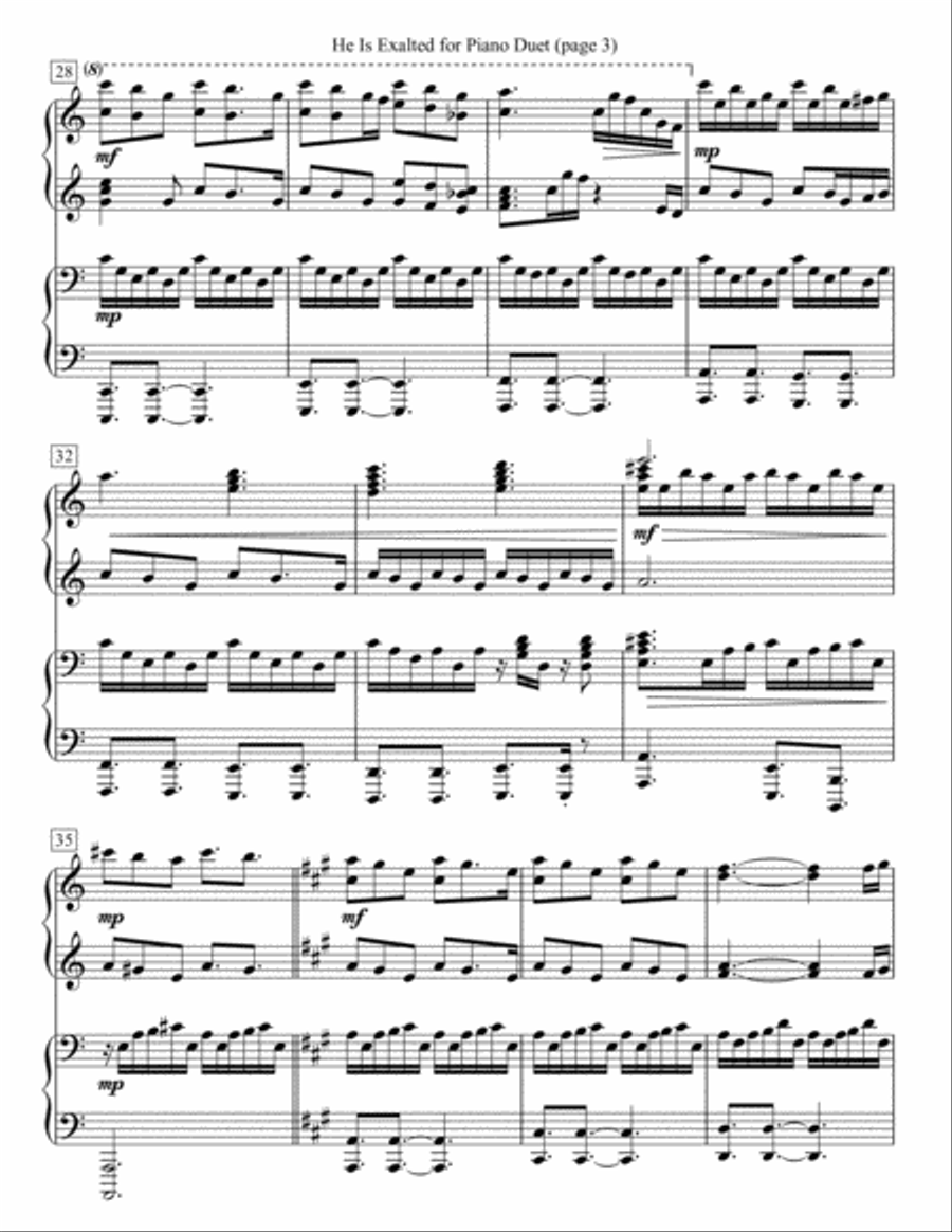 He Is Exalted He Is Exalted 1 Piano, 4-Hands scores gallery preview page 3