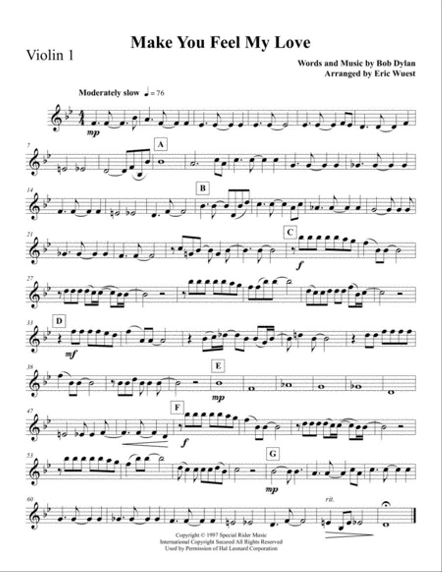 Make You Feel My Love String Quartet scores gallery preview page 1