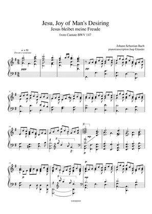 J. S. Bach, Jesu, Joy of man's Desiring/Jesus bleibet meine Freude BWV 147, arrangment for piano by