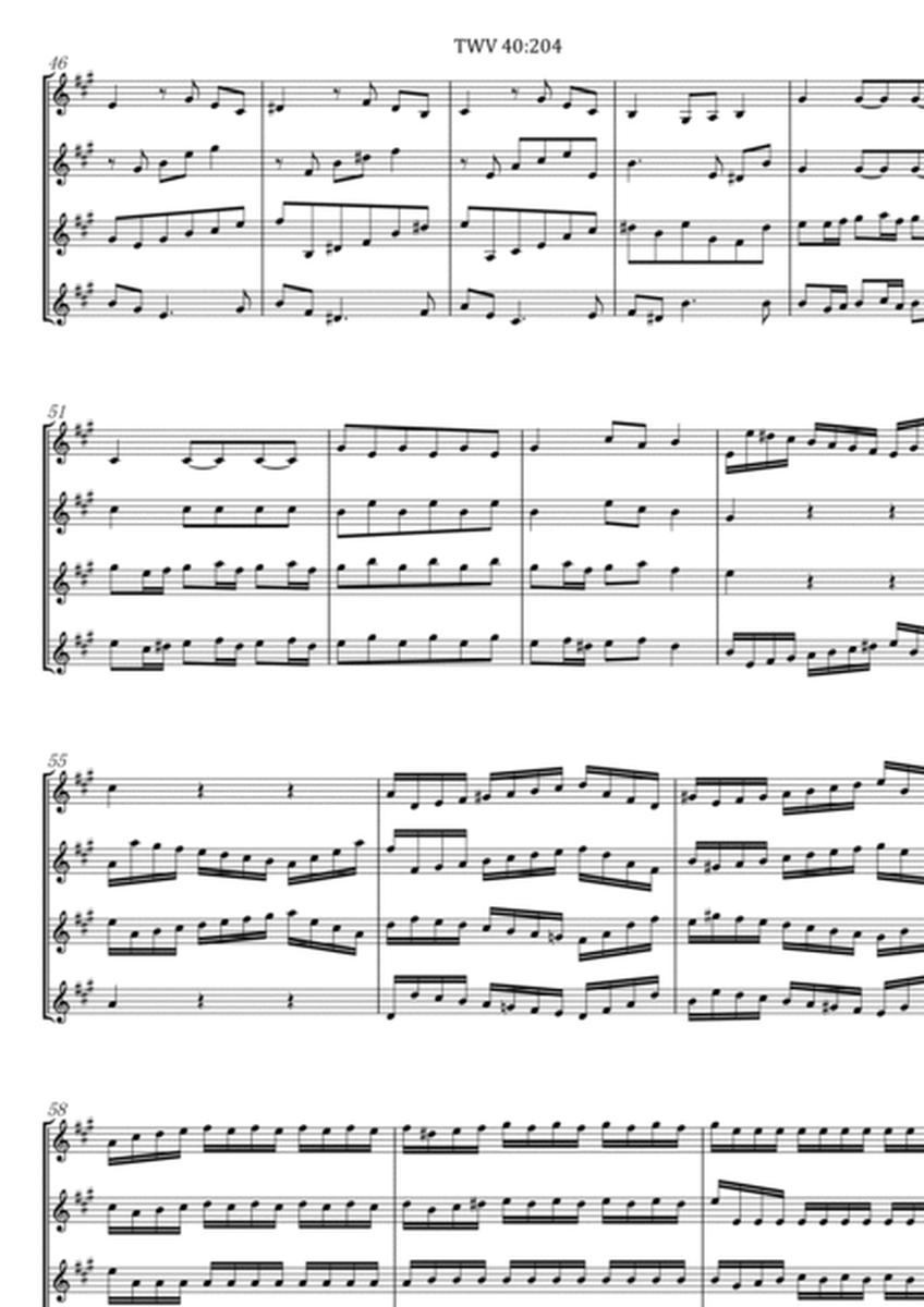 Telemann - 4 Concerti for 4 Violins, TWV 40:204 - String Quartet Original image number null