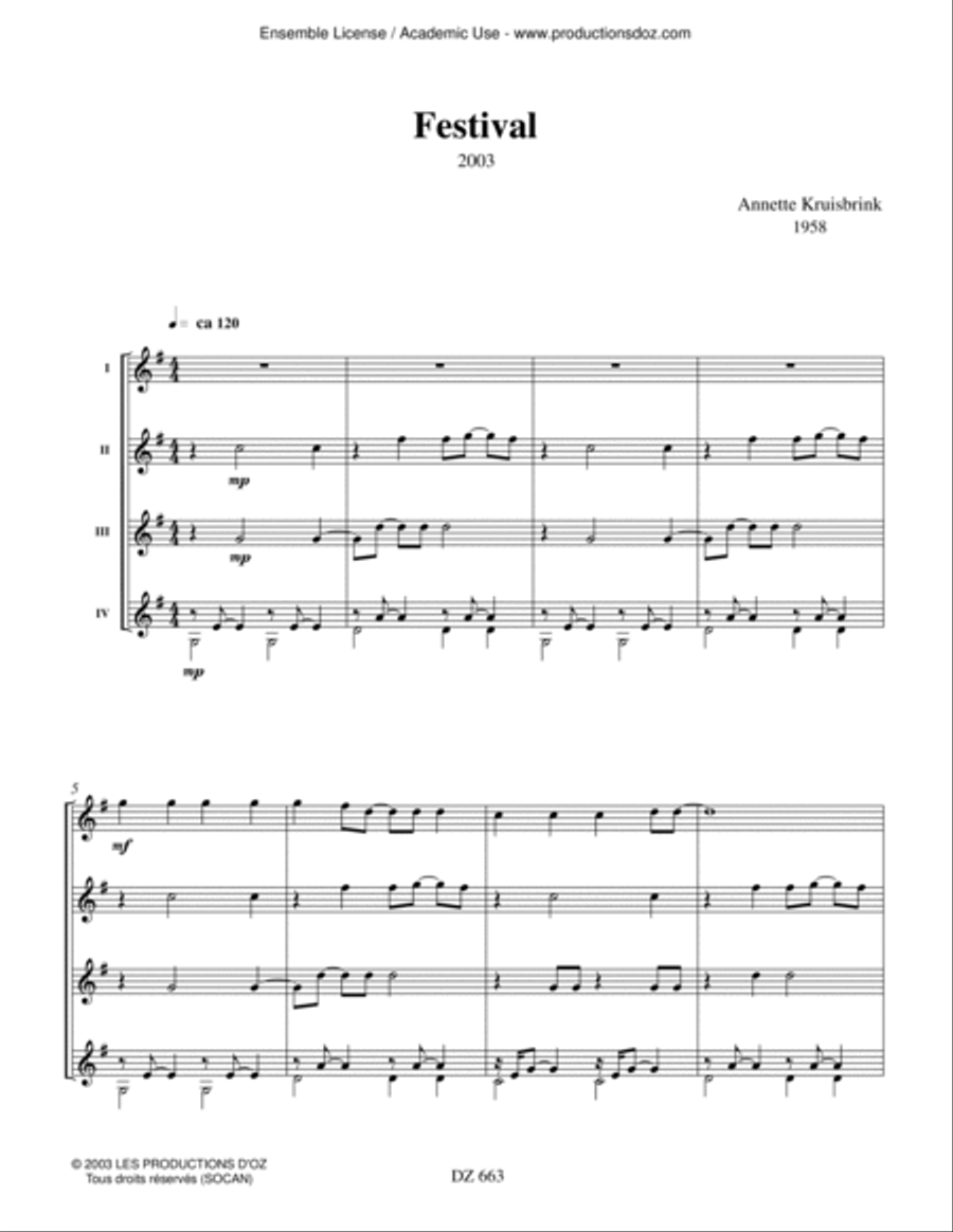 Festival - Flower Power Suite Guitar Ensemble scores gallery preview page 3