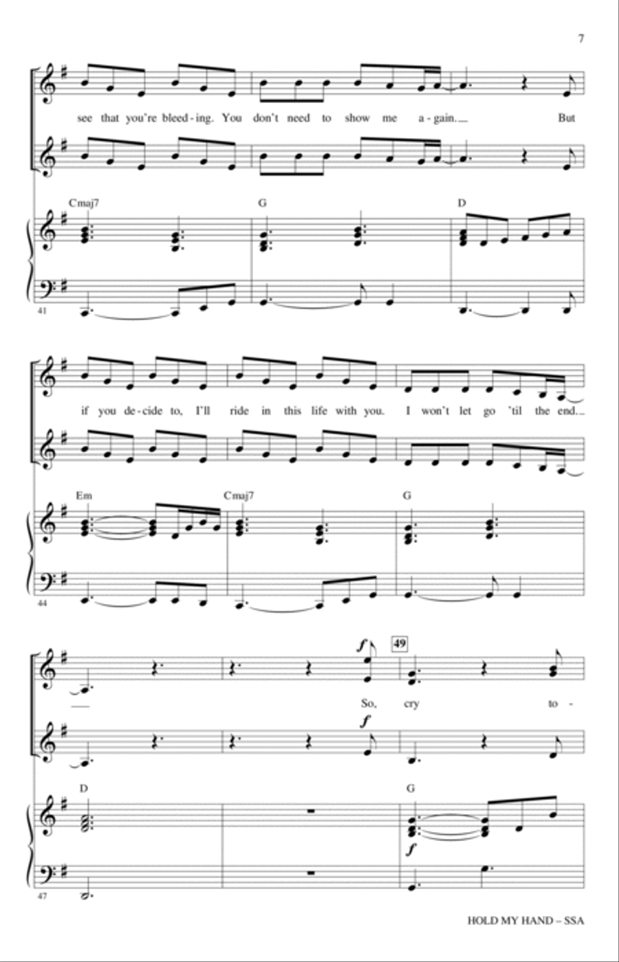 Hold My Hand (from Top Gun: Maverick) (arr. Mac Huff) SSA scores gallery preview page 6