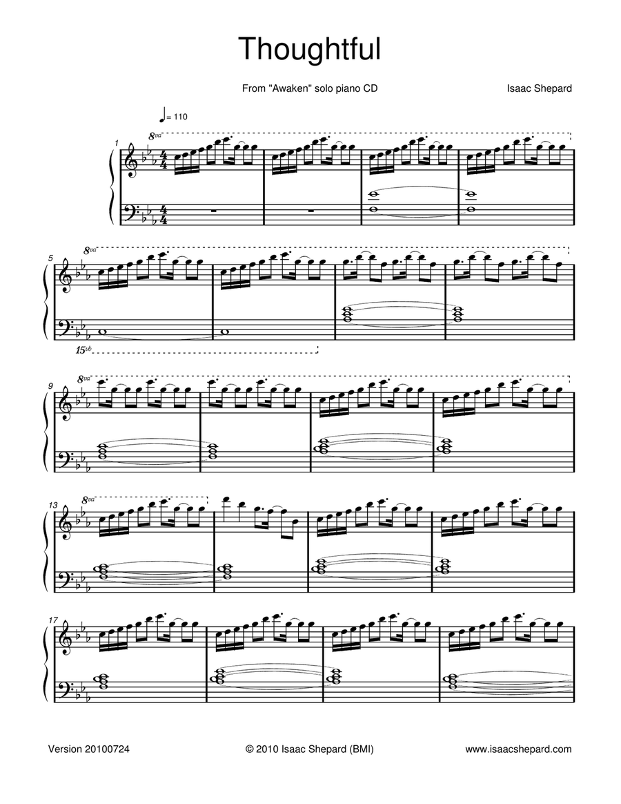 Thoughtful Piano Solo scores gallery preview page 1