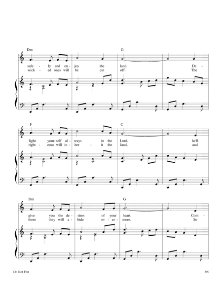 Do Not Fret (Psalm 37) by Sharon Wilson Piano, Vocal, Guitar - Digital Sheet Music