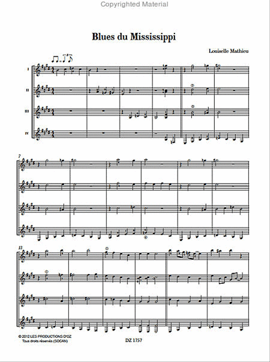 Musique facile pour 4 guitares - États-Unis (Blues du Mississippi) Guitar Ensemble scores gallery preview page 2