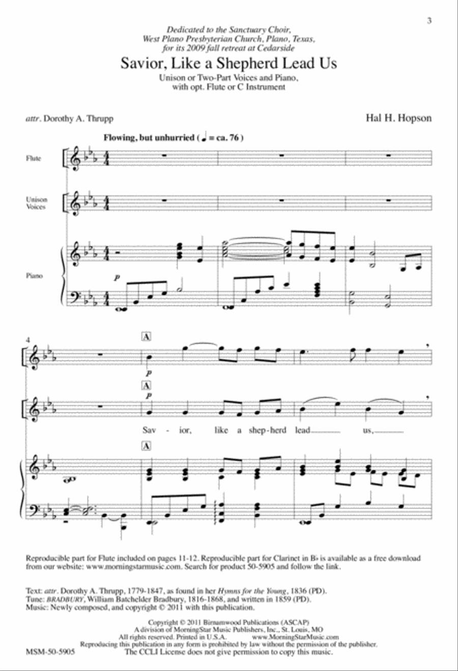 Savior, Like a Shepherd Lead Us Unison Choir scores gallery preview page 3