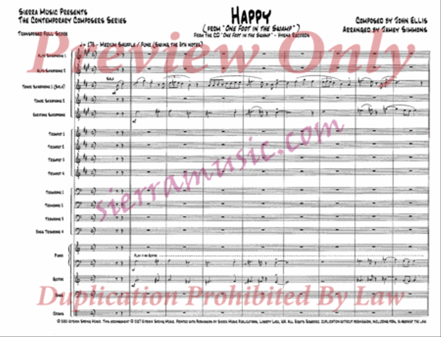 Happy (from One Foot in the Swamp) Jazz Ensemble scores gallery preview page 2