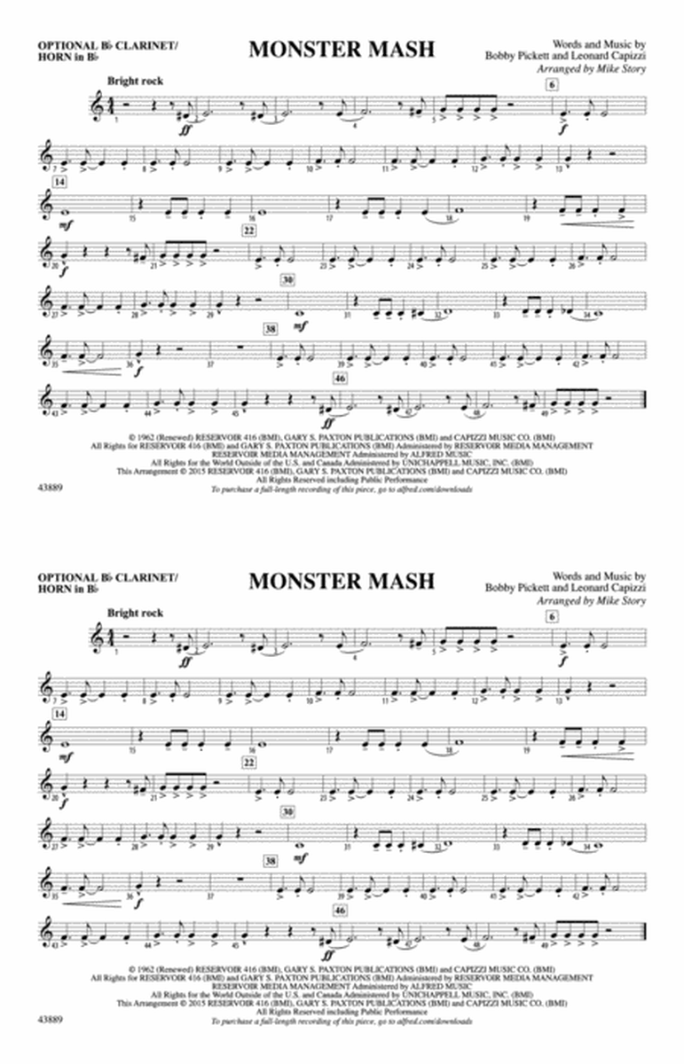 Monster Mash: Optional Bb Clarinet/Horn in Bb