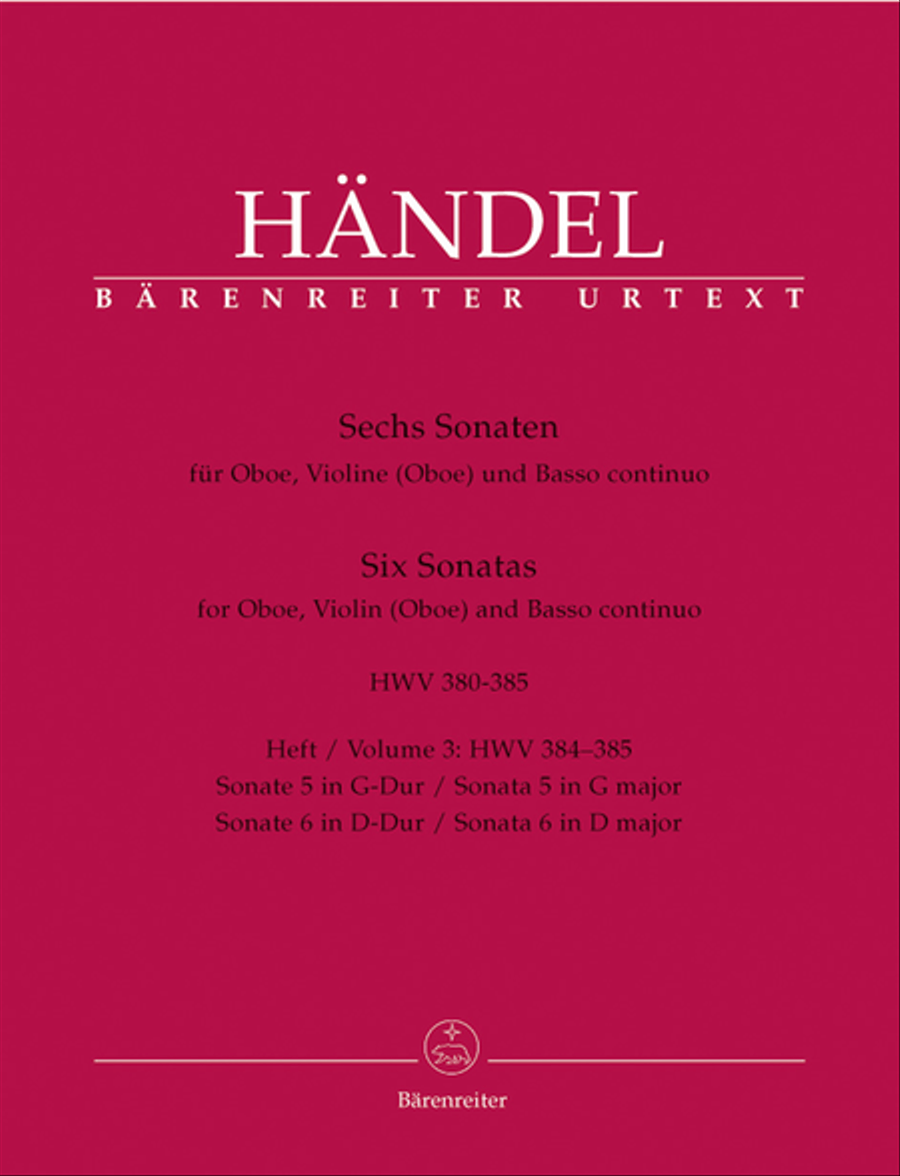 Sechs Sonaten for Oboe, Violine (Oboe) and Basso continuo Oboe scores gallery preview page 1