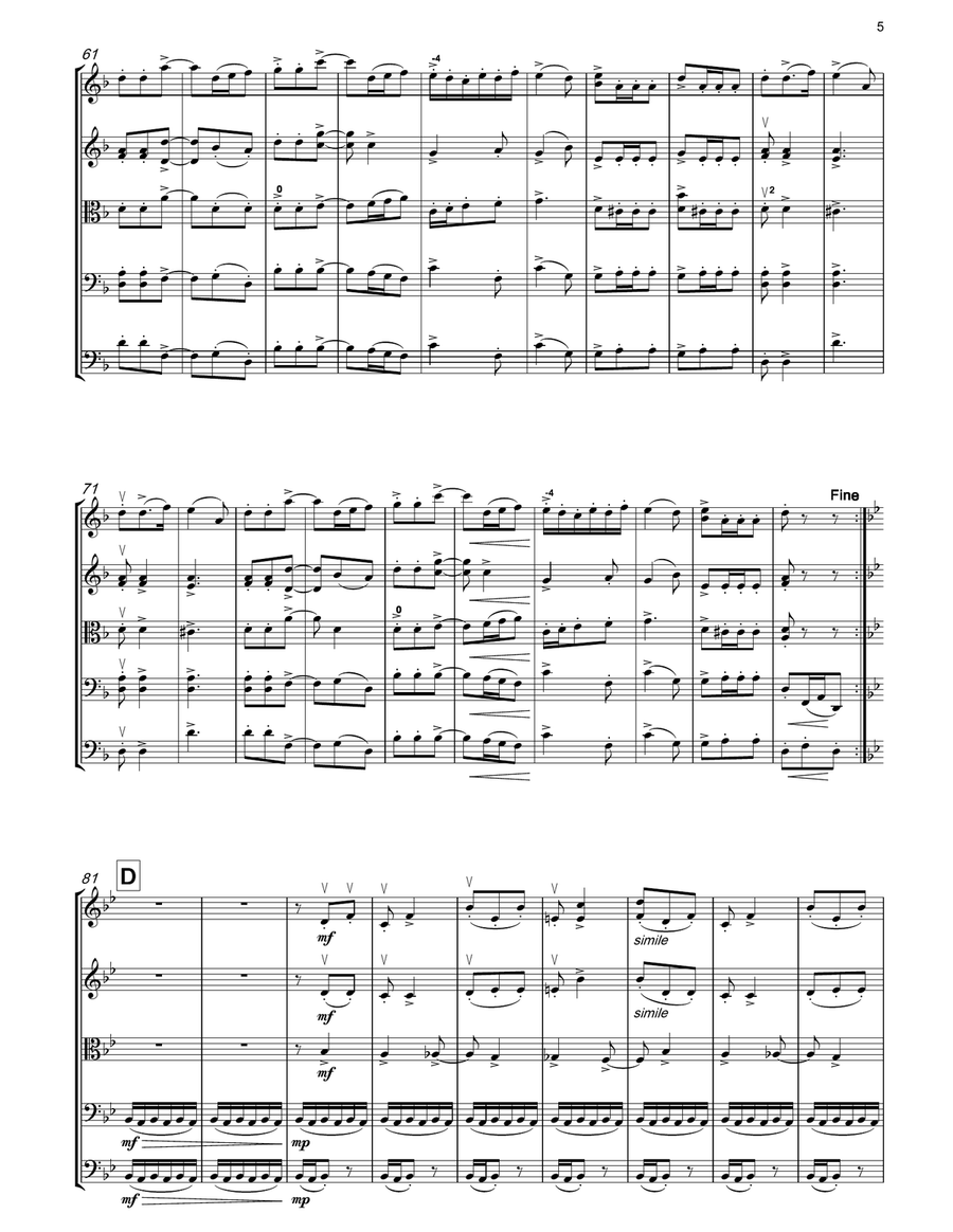 TCHAIKOVSKY Scherzo (String Quartet No.1) for string orchestra String Quartet scores gallery preview page 4