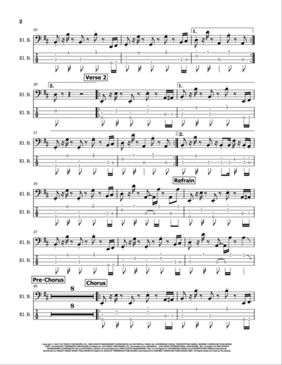 Don't Start Now Don't Start Now Bass Guitar scores gallery preview page 2
