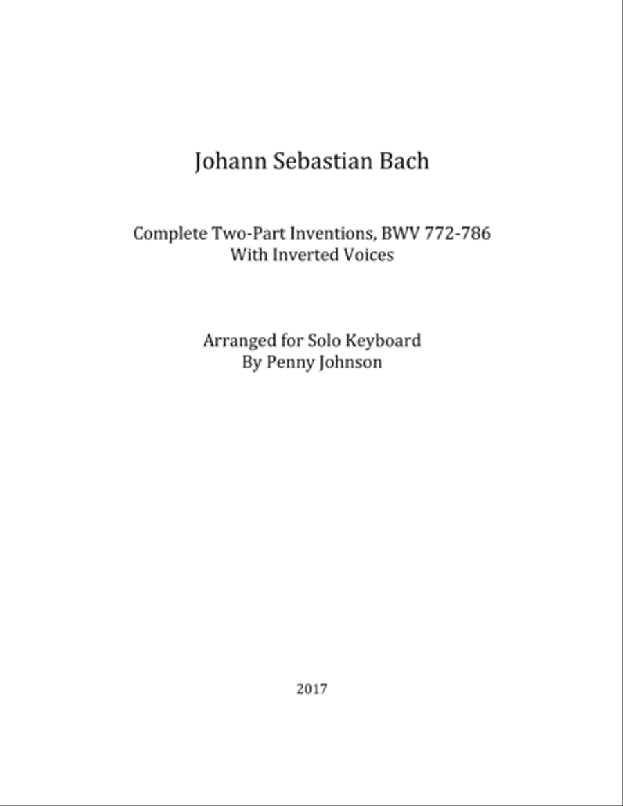 Complete Two-Part Inventions, BWV 772-786 With Inverted Voices image number null