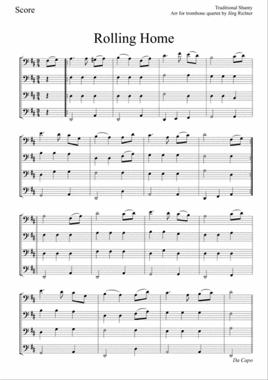 Rolling Home for Trombone Quartet Brass Quartet scores gallery preview page 2
