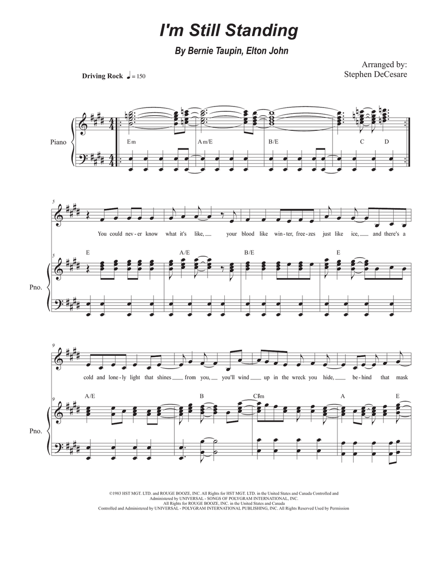 I'm Still Standing Unison Choir scores gallery preview page 1