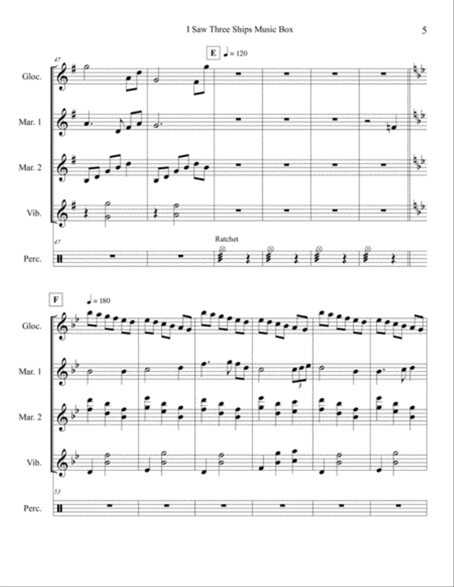 I Saw Three Ships Music Box (Percussion Ensemble) Percussion Ensemble scores gallery preview page 5