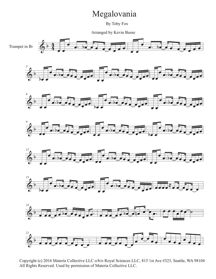 MEGALOVANIA (from Undertale) Trumpet Solo scores gallery preview page 1