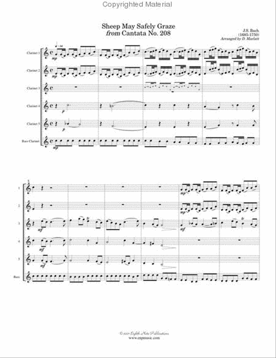 Sheep May Safely Graze Bass Clarinet scores gallery preview page 2