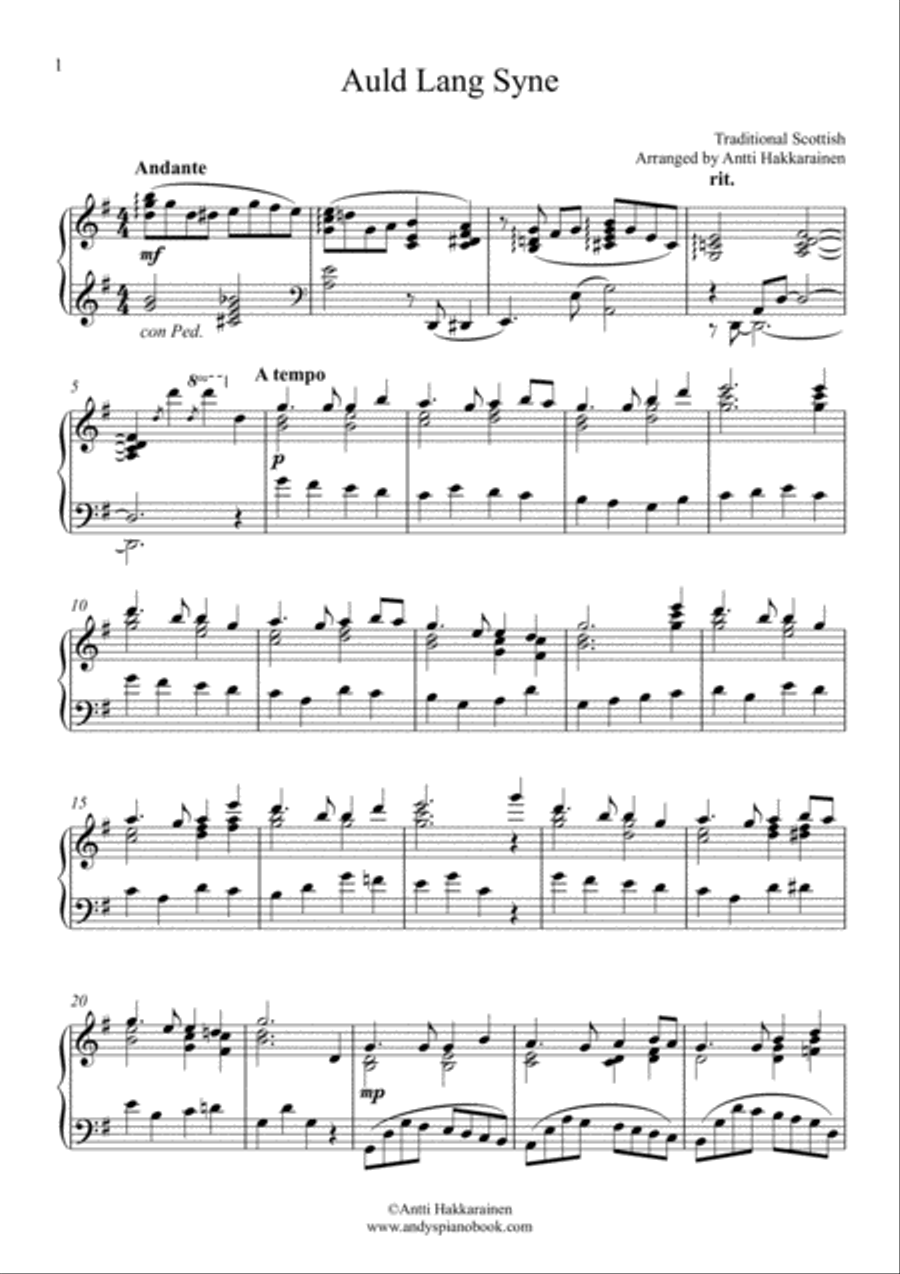 Auld Lang Syne - Piano Auld Lang Syne - Piano Piano Solo scores gallery preview page 2